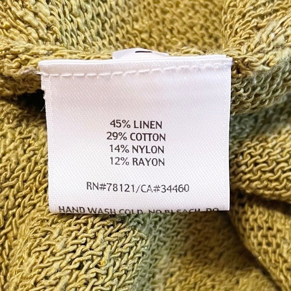 Eileen Fisher Linen Blend V Neck High Low Short Dolman Sleeve Top Green Size M - Picture 7 of 9